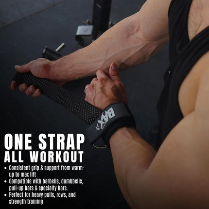 Ekko Weight Lifting Straps With Cuffed D Ring, Wrist Support for Men, Heavy Duty Thick Comfortable Lifting Straps, Secure Fit, Enhanced Grip, Straps for Weightlifting & Gym Training, Black