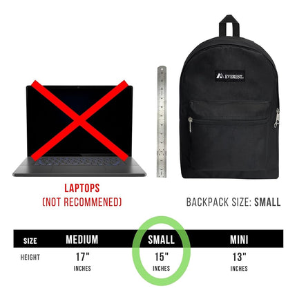 Everest Luggage Basic Backpack, Black, Medium