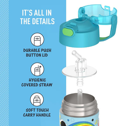 THERMOS FUNTAINER 12 Ounce Stainless Steel Vacuum Insulated Kids Straw Bottle, Mickey Mouse