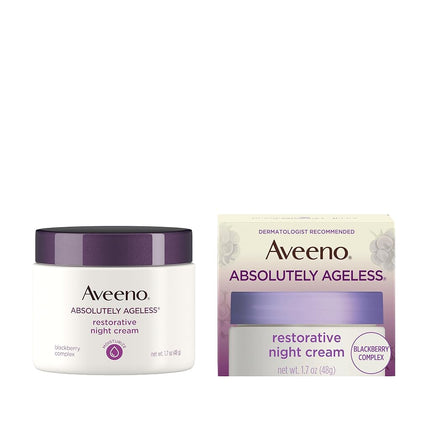 Aveeno Absolutely Ageless Restorative Night Cream Facial Moisturizer with Antioxidant-Rich Blackberry Complex, Vitamin C & E, Hypoallergenic, Non-Greasy & Non-Comedogenic, 1.7 fl. oz
