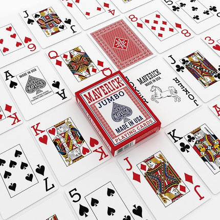 Maverick Playing Cards 12 Pack, Made in USA, Jumbo Index, Red and Blue Decks, Bulk Playing Cards for Poker, Card Games, and Family Game Night