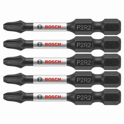 BOSCH ITP2R2205 5 Count (Pack of 1), 2 in. Phillips/Square #2 Impact Tough Screwdriving Power Bits