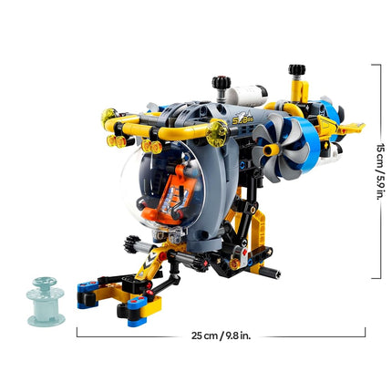LEGO Technic Deep-Sea Research Submarine Toy - Vehicle Set with Spinning propellers, Air tanks and a cockpit for Imaginative Play - Birthday Gift for 9+ Year Old Boys & Girls 42201