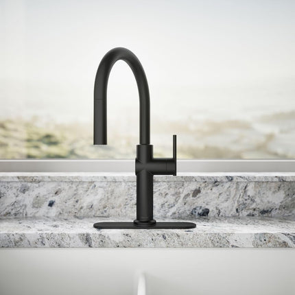 Kohler 22972-BL Crue Kitchen Sink Faucet with Pull Down Sprayer, Matte Black