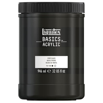 Pintura acrílica Liquitex BASICS, bote de 946 ml, negro marfil