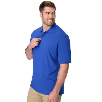 Hanes Men's Pique Short Sleeve Shirt, Three-Button Midweight Polo, Deep Royal, S