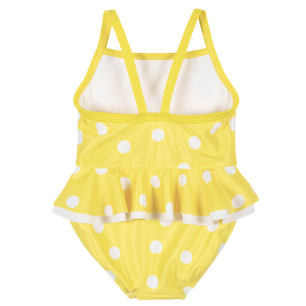 Traje de baño de una pieza Gerber para niñas, amarillo con puntos blancos, 12 meses
