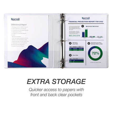 Samsill Durable 1 Inch Binder, Made in The USA, D Ring Binder, Customizable Clear View Cover, White, 4 Pack, Each Holds 220 Pages