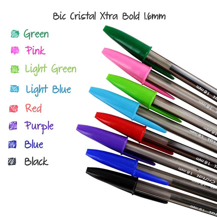BIC Cristal Xtra Bold Stick Ballpoint Pens, 1.6mm, Bold Point, Assorted Colors, Pack of 24