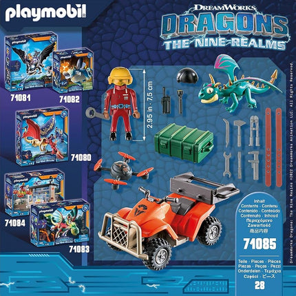 Playmobil 71085 How to Train your Dragon: Nine Realms ICarus Base Security Set, quad with pull-back motor and TV characters, Fun Imaginative Role-Play, Playset Suitable for Children Ages 4+