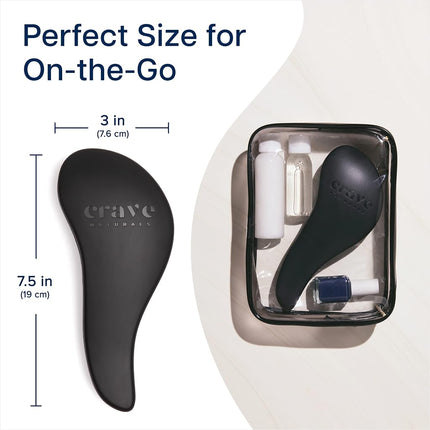 Crave Naturals Glide Detangler Hair Brush - Perfect Tangle Teezer for Curly Hair, Straight Hair, Wet or Dry, and a Great Stocking Filler - Detangle Hair Brush for Women, Men, and Kids - Black