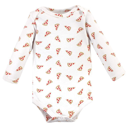 Hudson Baby Baby Boys Cotton Long-sleeve Bodysuits 3-pack, Pizza, 9-12 Months