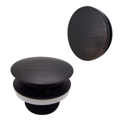 Westbrass D398RK-12A Bouchon de vidange de baignoire à champignon, filetage grossier NPSM 1-1/2" avec plaque frontale de trop-plein Illusionary, bronze antique