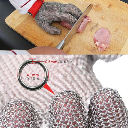 ThreeH Cut Resistant Gloves Stainless Steel Mesh Gloves for Butchers,Restaurant Work,Meat Processing,Slicing,Chopping GL08 XL(One piece)