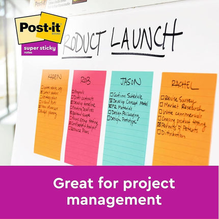Post-it Super Sticky Meeting Notes, 4 Pads (180 Sheets), 203 mm x 152 mm
