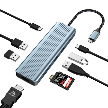 Hub USB C 9 en 1, adaptateur Tymyp avec HDMI 4K, 3 x USB 3.0, USB-C 3.0, 1 x USB 2.0, chargement PD 100W, lecteur de carte SD/TF pour ordinateurs portables et appareils de type C