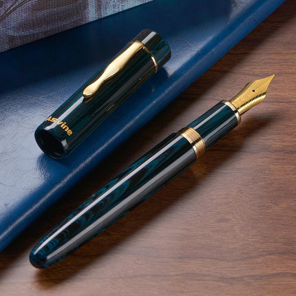 Asvine C2000 Germany Cumberland Ebonite Fountain Pen #8 Medium Nib, Large Handcraft Pen with Converter Pen Box Collection Set- Blue