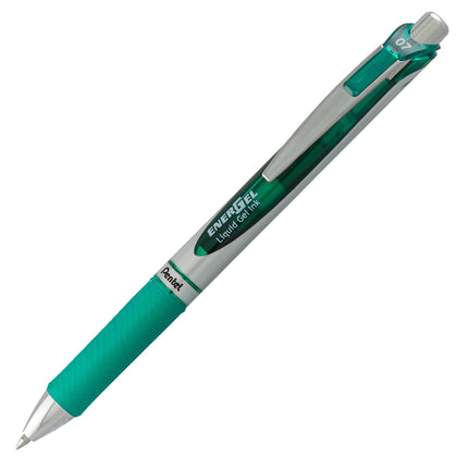 Bolígrafo de gel líquido retráctil Pentel EnerGel Deluxe RTX, 0,7 mm, punta metálica, tinta verde, (BL77BP2D)