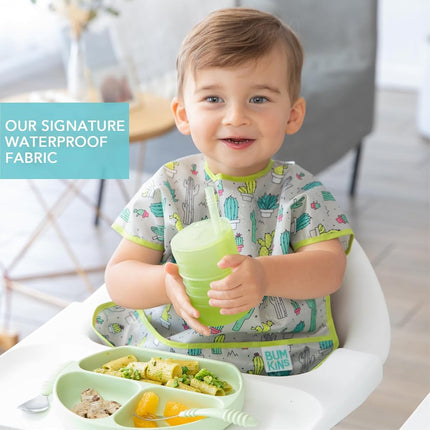 Bumkins Junior Bib, Adjustable Hook & Loop Closure, Catch-All Pocket, Baby-Led Weaning, Waterproof, Machine Washable, Stain & Odour Resistant, BPA Free, 1-3 Years, Cacti Design