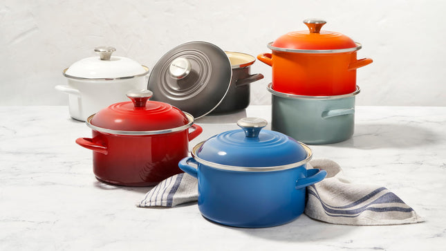 Le Creuset Enamel on Steel Traditional Petite Stockpot, 3.8qt., Sea Salt