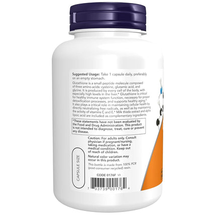 NOW Foods Glutathione, 500mg - 120 vcaps