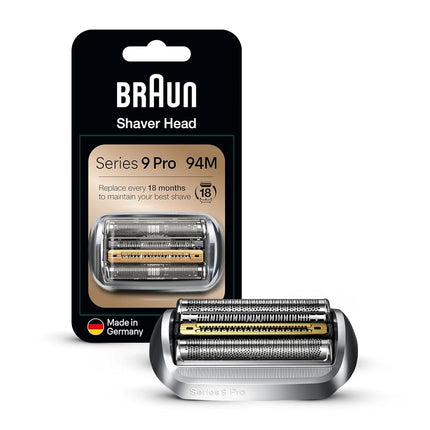 Braun Electric Shaver Head Replacement Part 94M Silver, Compatible with Series 9 Pro and Series 9 Electric Razors for Men