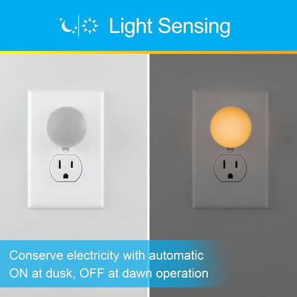 GE SleepLite LED Night Light, 2 Pack, Melatonin, Dusk-to-Dawn Sensor, Natural Sleep Aid, Warm Amber, Compact, Ideal for Bedroom, Nursery, Bathroom, Hallway, 45247, 2 Count