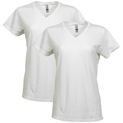 GILDAN Women's Heavy Cotton V-neck T-shirt, 2-pack