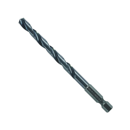 BOSCH BL2143IM 1-Piece 1/4 in. x 4 in. Black Oxide Metal Drill Bit Impact Tough with Impact-Rated Hex Shank for Applications in Steel, Copper, Aluminum, Brass, Oak, MDF, Pine, PVC and More