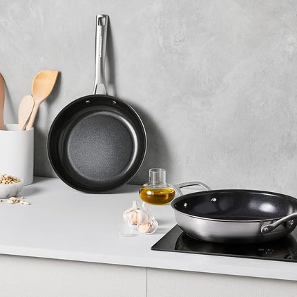 Essential Stainless Steel Set of 2 Non-Stick Round Frying Pan, 9.5" and 11 "