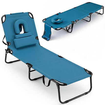 GYMAX Tanning Chair, 330lbs Beach Lounge Chair wit