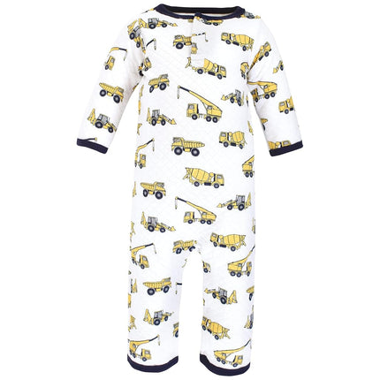 Hudson Baby Unisex Baby Premium Quilted Coveralls, Construction, 0-3 Months