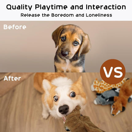 Nocciola Dog Squeaky Toys,No Stuffing Squeaky Plush Dog Toy,Durable Stuffingless Plush Squeaky Dog Chew Toy Set, Dog Toy for Medium and Large Dogs, 5 Pack…