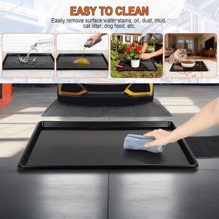 6 Pcs Extra Large Oil Drip Pan, Oil Drip Tray for Under Car, 35.4 X 24 X1.5 in Auto Oil Drip Pan, Plastic Catch Replacement Drain Tray for Garage Floor Clean, Fridges, Washing Machine, Cat Litter Box