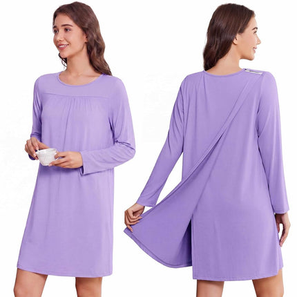 Deyeek Hospital Gowns for Women Tear Away Snap Lon