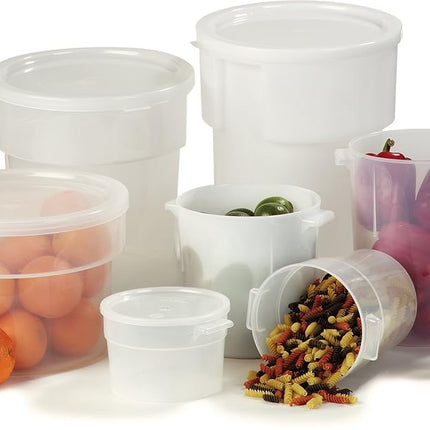 Carlisle FoodService Products Bain Marie Plastic Food Container Lid, Storage Container Lid, Round Lid with Stackable Design for Food Storage, 12 to 22 Quarts, Translucent, (Pack of 6)