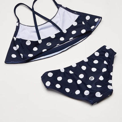 Kanu Surf Toddler Girls' Suzie Polka Dot Flounce Bikini Swimsuit, Navy, 2T