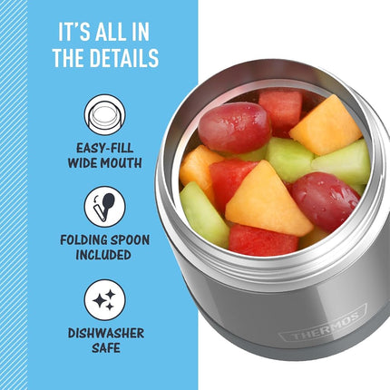 THERMOS FUNTAINER 10 Ounce Stainless Steel Kids Food Jar, Grey