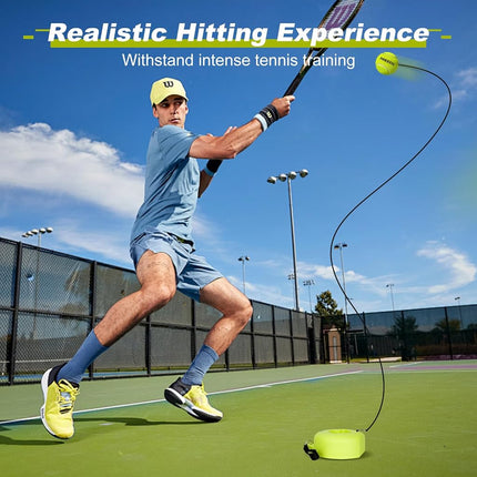 Hikeen Premium Tennis Trainer Rebound with Metal Base,Portable Solo Tennis Trainer Set with 3 Highly Elastic String Balls,Tennis Practice Equipment for Adult Kids an Beginners - Green