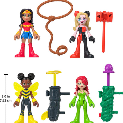 Fisher-Price Imaginext DC Super Friends Set de figuras de rivales con la Mujer Maravilla, Bumblebee, Harley Quinn y Hiedra Venenosa para niños de 3 años en adelante