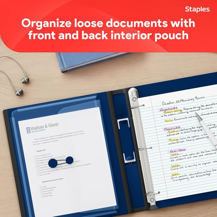 Staples Better 1.5-Inch 3-Ring View Binder, Blue (13400)