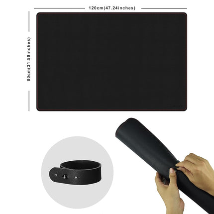 ZORESYN Leather Desk Pad (120 x 80cm) - PU Leather Desk Mat with Non-Slip Base - Lrge Gaming Mouse Pad Waterproof Table Mat Desktop Writing Pad Mouse Mat (Black)