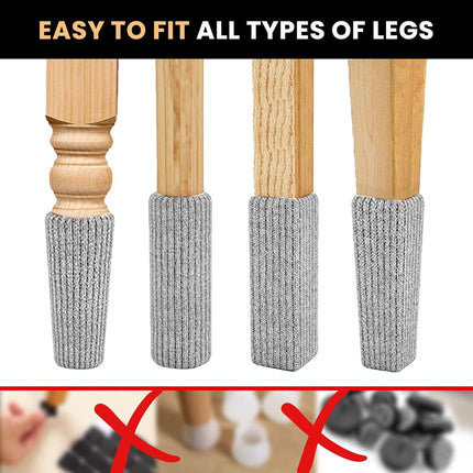 48 Pcs Grey Premium Chair Leg Socks Protectors for Hardwood Floors - Do not Easily Fall Off - Very Easy to Put on - Fits All Leg Shapes - High Elastic Bar Stool Leg Covers - Furniture Pads