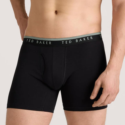 Ted Baker Men's Standard 4 Pack Cotton Stretch Boxer Briefs, Black Beauty