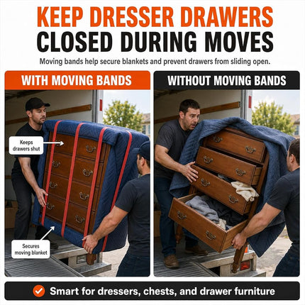 60 Pack Mover Bands – Extra Large Rubber Bands for Moving Blankets, Furniture & Appliances – Heavy-Duty Stretch Bands in 5 Sizes (25", 30", 36", 42", 46")