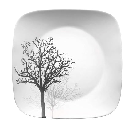 Corelle 18-Piece Dinner Set, Timber Shadows, Black and White for 6, Chip Resistant - Includes Dinner, Salad/Side Plates and Soup/Cereal Bowls