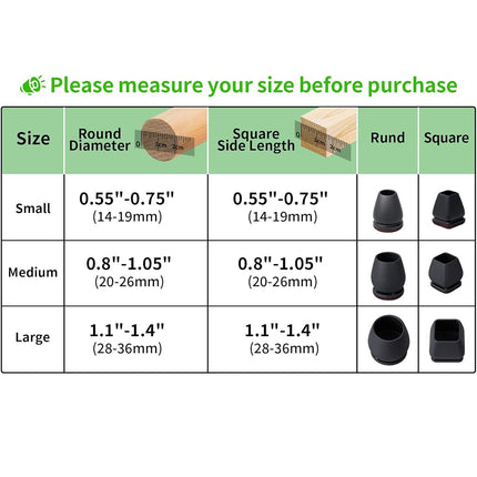 16PCS Extra Small Chair Leg Floor Protectors, Chair Leg Protector for Hardwood Floors, Metal Bar Stool Floor Protectors Chair Leg Caps, Round Felt Furniture Pads Furniture Sliders(Black,Fit 0.5"-0.8")