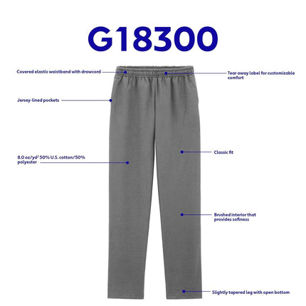 GILDAN Men's Fleece Open Bottom Pocketed Sweatpants, Dark Heather, M UK