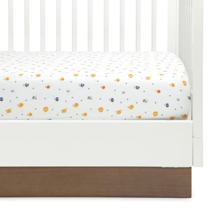 Delta Children Fitted Crib Sheets for Girls and Boys - Crib Sheet for Standard Crib and Toddler Mattresses - 28x52 Inch (Pack of 2), Space Exploration