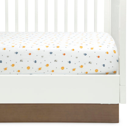 Delta Children Fitted Crib Sheets for Girls and Boys - Crib Sheet for Standard Crib and Toddler Mattresses - 28x52 Inch (Pack of 2), Space Exploration